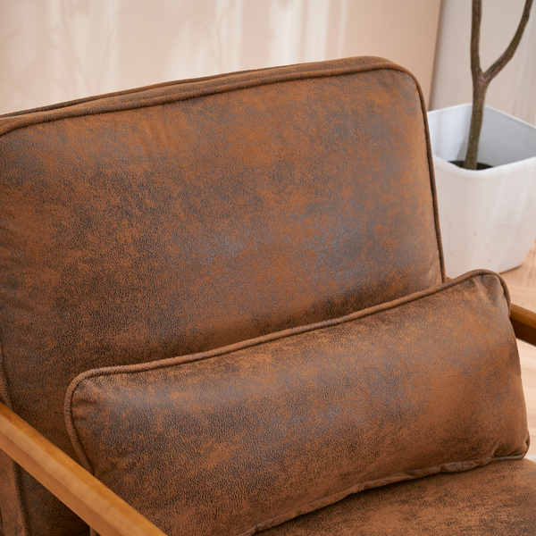  橡木扶手 单人休闲椅 橡木 软包 烫金布 橙色 室内休闲椅 N101-50