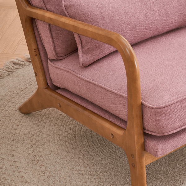  橡木扶手 单人休闲椅 橡木 软包 桃红色 室内休闲椅 N101-53