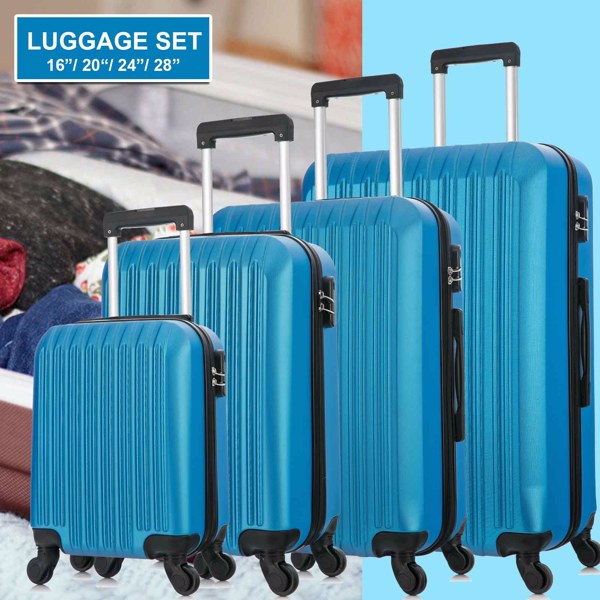 四件套拉杆箱  ABS轻便硬壳旅行箱 行李箱 蓝色-8
