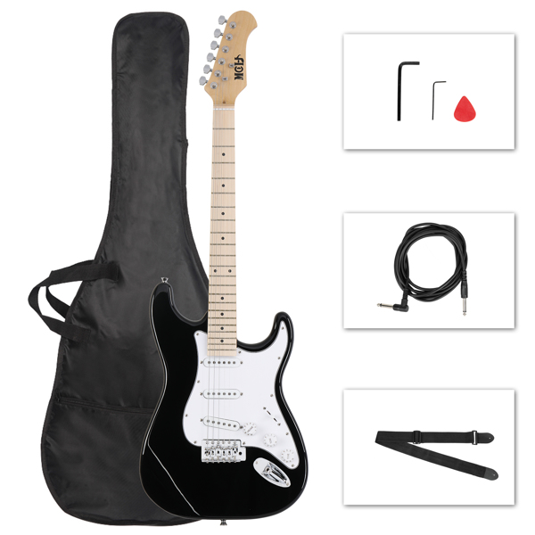  MST 单-单-单拾音器 枫木指板 ST电吉他 黑色-白护板-13