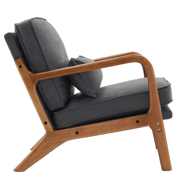  橡木扶手 单人休闲椅 橡木 软包 烫金布 深灰色 室内休闲椅 N101-7