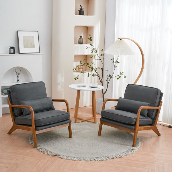  橡木扶手 单人休闲椅 橡木 软包 烫金布 深灰色 室内休闲椅 N101-60