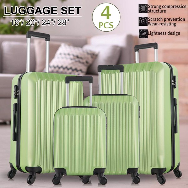 四件套拉杆箱  ABS轻便硬壳旅行箱  行李箱 绿色-22