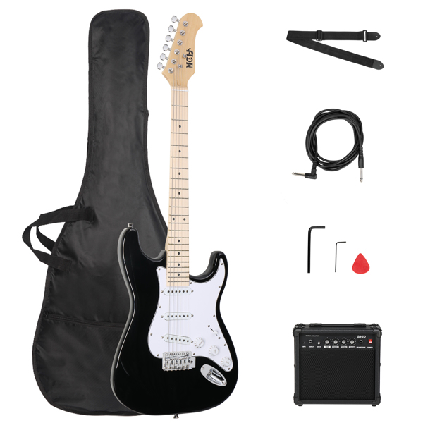  MST 单-单-单拾音器 枫木指板 黑色-白护板 ST电吉他+音箱套装-3