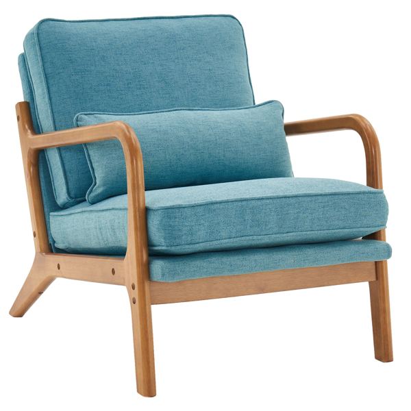  橡木扶手 单人休闲椅 橡木 软包 青色 室内休闲椅 N101-37