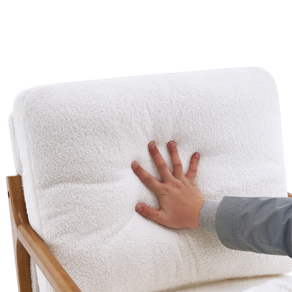 橡木扶手 单人休闲椅 N101 橡木 软包 泰迪绒 米白色 室内休闲椅 N101 -14