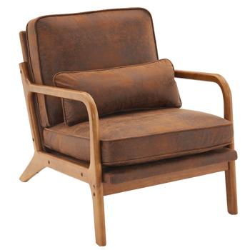  橡木扶手 单人休闲椅 橡木 软包 烫金布 橙色 室内休闲椅 N101