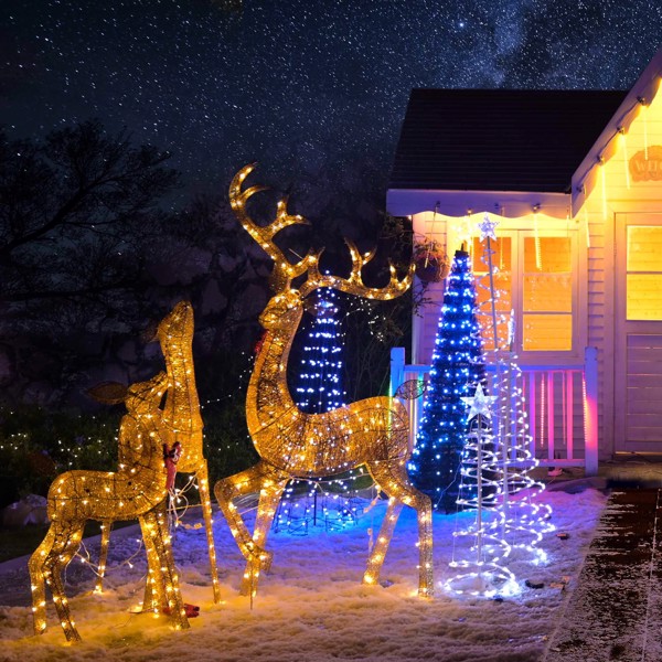 3pcs圣诞灯饰驯鹿家庭圣诞装饰品户外院子的圣诞发光装饰鹿,420 LED灯-14