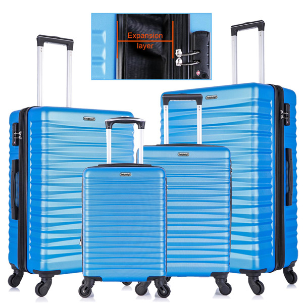 可拓展 四件套拉杆箱  ABS轻便硬壳行李 蓝色-2