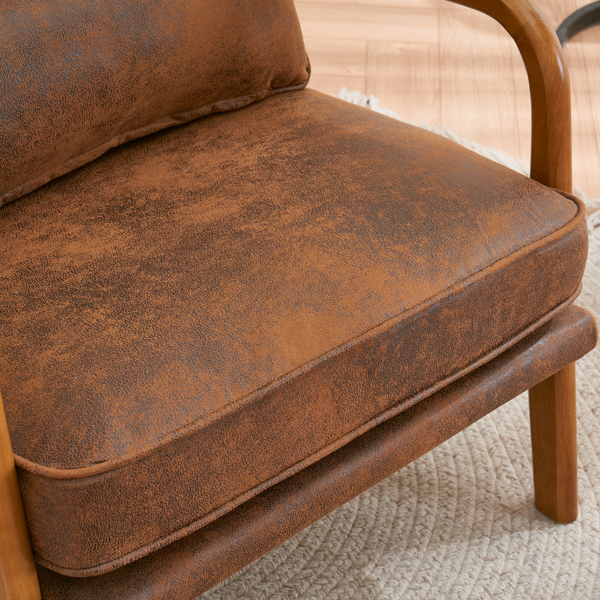  橡木扶手 单人休闲椅 橡木 软包 烫金布 橙色 室内休闲椅 N101-21