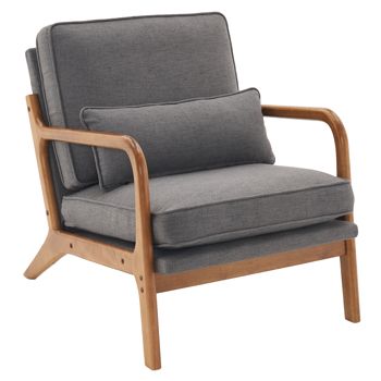  橡木扶手 单人休闲椅 橡木 软包 深灰色 室内休闲椅 N101