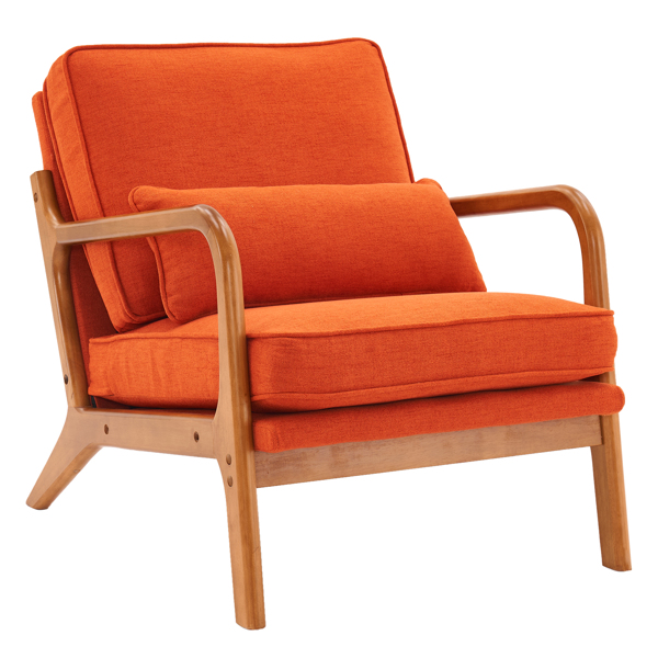  橡木扶手 单人休闲椅 橡木 软包 烧橙色 室内休闲椅 N101-10