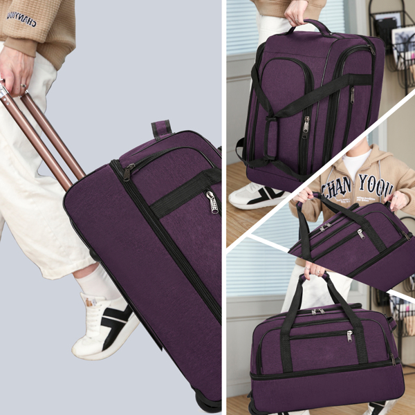 可拓展 三件套牛津布拉杆箱 轻便软壳行李  紫色-7