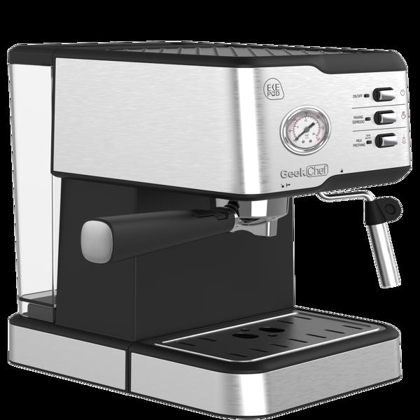 Geek Chef Coffee Espresso Machine Machine, 20 Bar Pump Pressure Espresso and Cappuccino latte Maker with Milk Frother Steam Wand, 1.45L Water Tank, for Home Barista, 950W, Stainless steel-28