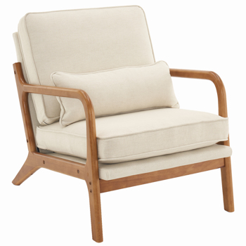  橡木扶手 单人休闲椅 橡木 软包 米白色 室内休闲椅 N101