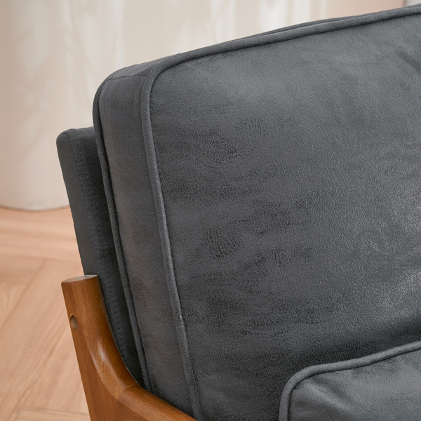  橡木扶手 单人休闲椅 橡木 软包 烫金布 深灰色 室内休闲椅 N101-53