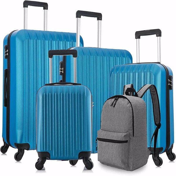 五件套拉杆箱 旅行箱 ABS 带背包  蓝色-12