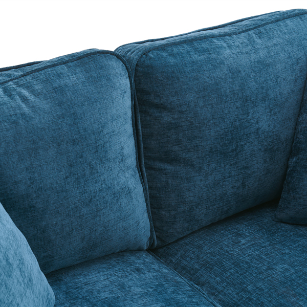 实木葫芦脚 弯扶手 室内双人沙发 蓝绿色 美式-70