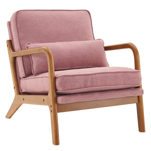  橡木扶手 单人休闲椅 橡木 软包 桃红色 室内休闲椅 N101-37