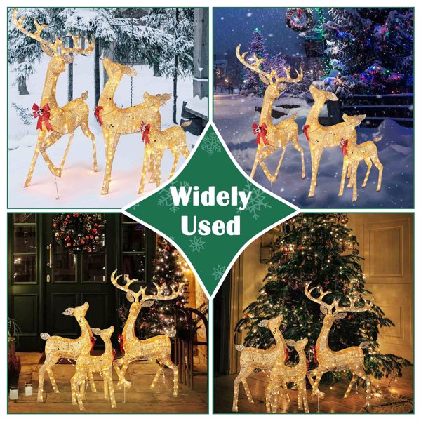 3pcs圣诞灯饰驯鹿家庭圣诞装饰品户外院子的圣诞发光装饰鹿,420 LED灯-4