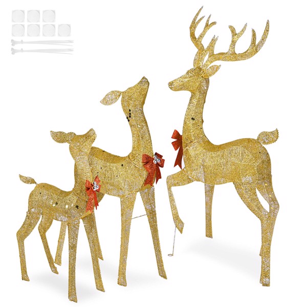 3pcs圣诞灯饰驯鹿家庭圣诞装饰品户外院子的圣诞发光装饰鹿,420 LED灯-6