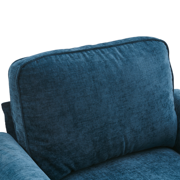 实木葫芦脚 弯扶手 室内单人沙发 蓝绿色 美式-15