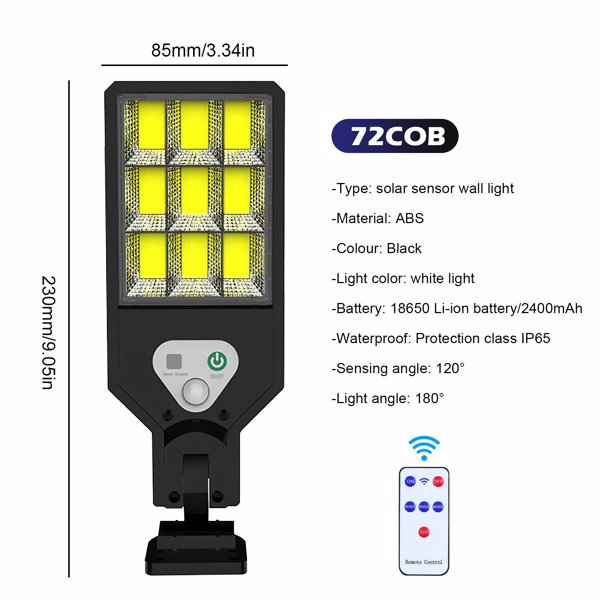 (带电)TY-1160系列LED太阳能感应壁灯遥控器款 白光 3模式（无说明书）-3