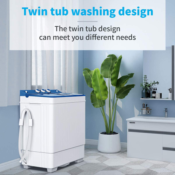  美规 XPB65-2288S 26lbs（18lbs 8lbs） 洗衣机 110V 110V,420W 双桶 带排水泵 仪表盖板条 塑料 蓝色盖板 带白色圆环 半自动-8