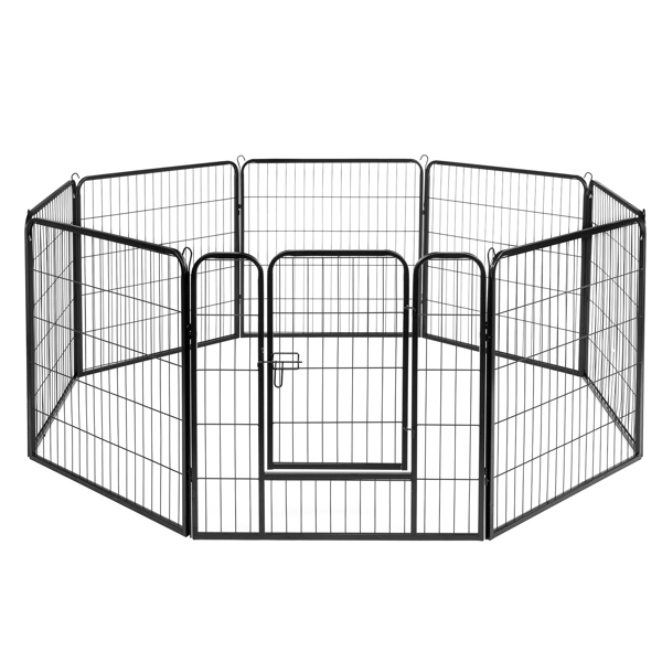  黑色 铁管 方管 31.5“ 游戏区8片 宠物围栏 可折叠 可开门-11
