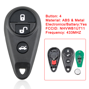（带电）适用于斯巴鲁3+1键钥匙遥控器433频率  NHVWB1U711 （带匹配码）