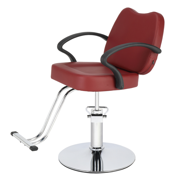  PVC防火皮革 圆形铁底座 理发椅 150kg 枣红色-5