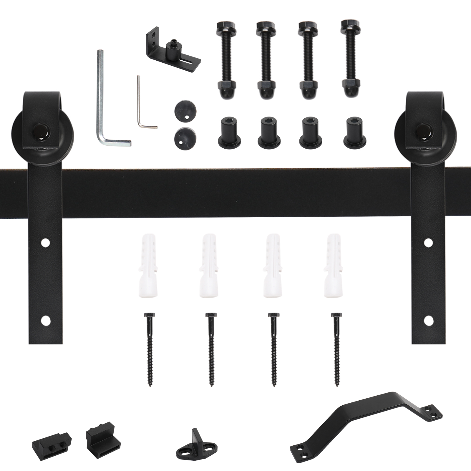 6.6 FT  Sliding Barn Door Hardware Kit Slide Smoothly Quietly,Easy Install with Soft Close Black (J Shape Hanger)