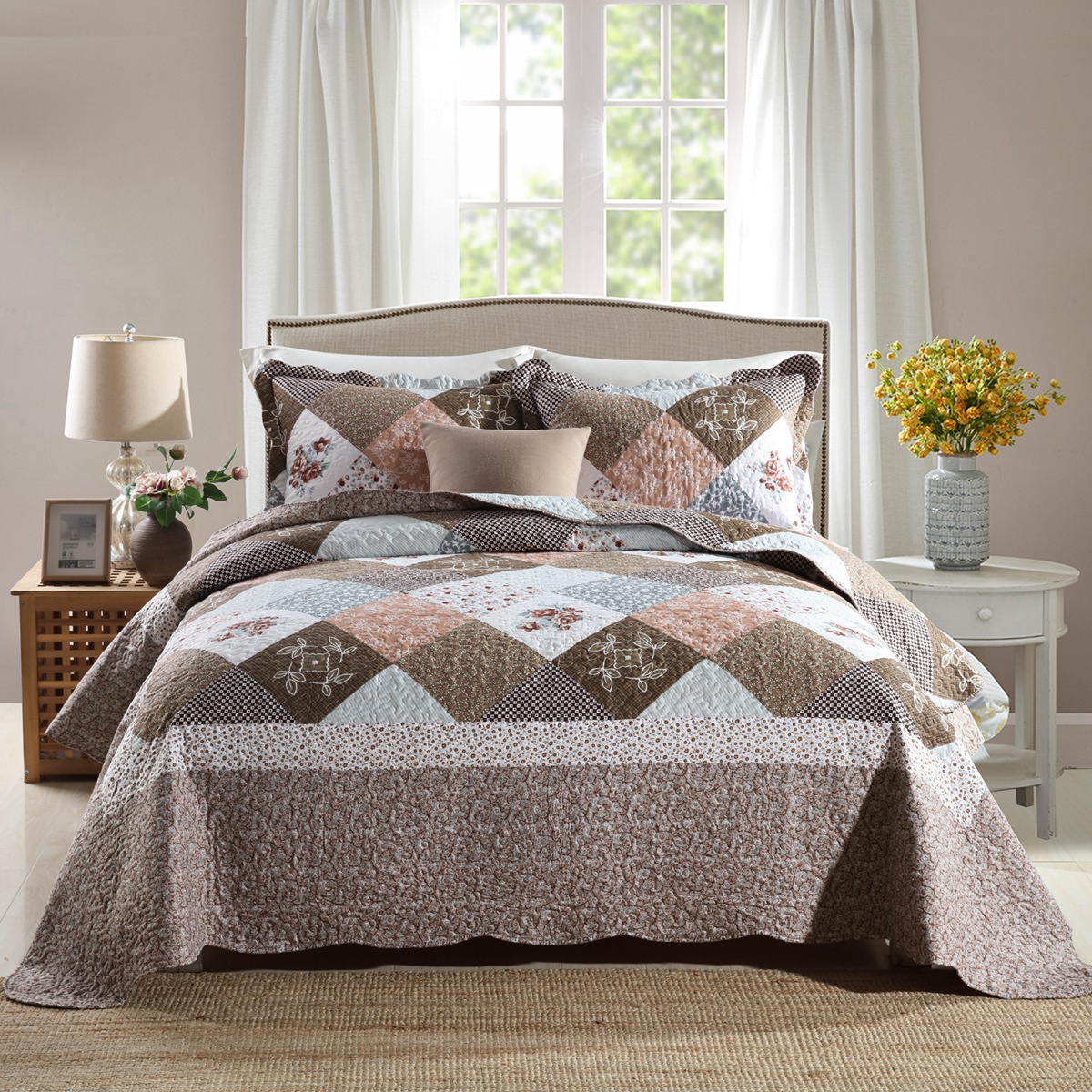 3-Piece King Quilt Sets with Shams Oversized Bedding Bedspread Reversible Soft Coverlet Set, King Size