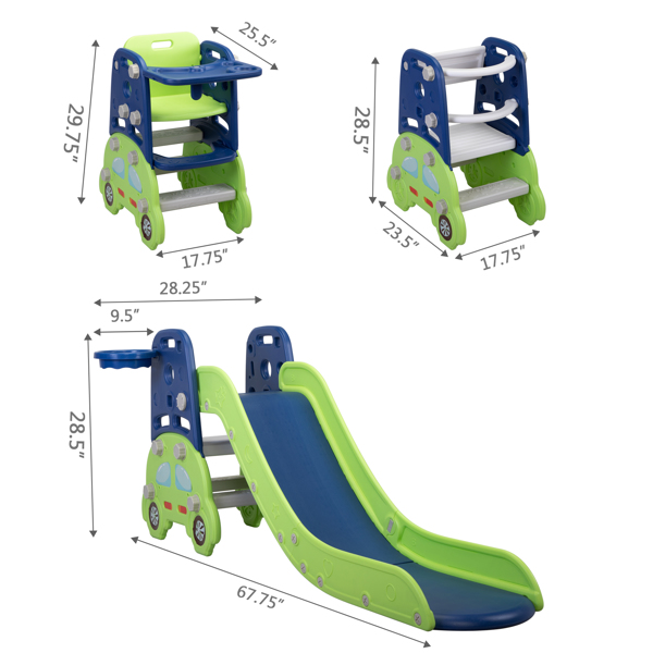 多功能滑滑梯小车款--蓝绿色-10