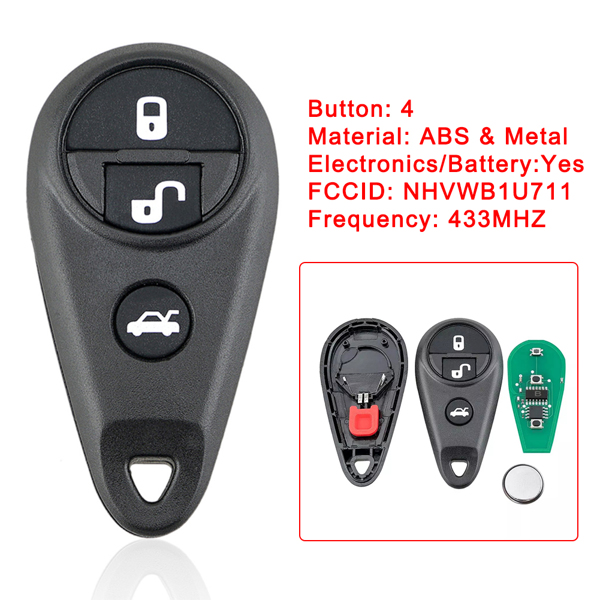 （带电）适用于斯巴鲁3+1键钥匙遥控器433频率  NHVWB1U711 （带匹配码）(周末不发货)-1