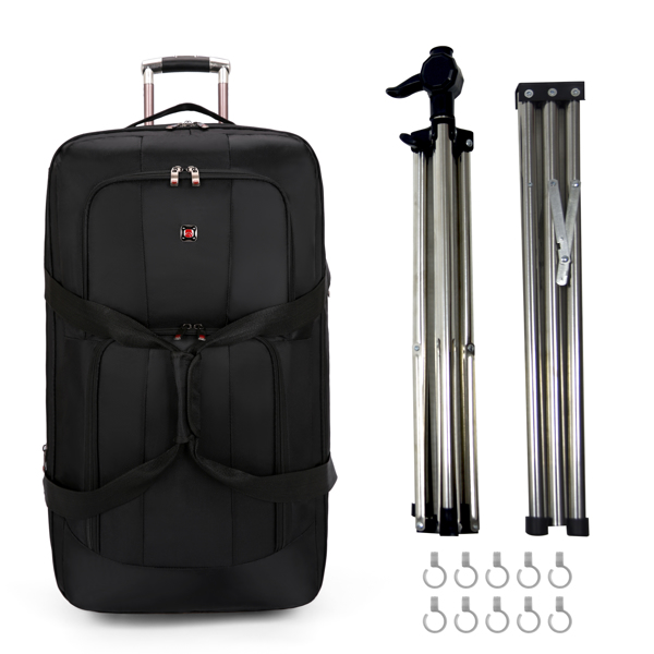 可拓展行李包商务包登机包防水舞者服装行李袋 配晾衣杆 黑色-1