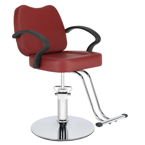  PVC防火皮革 圆形铁底座 理发椅 150kg 枣红色-8