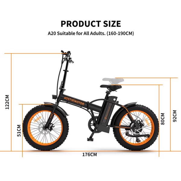 AOSTIRMOTOR橘色折叠电动自行车20in胖轮胎500W电机36V13Ah锂电池零售限价$899亚马逊禁售-4