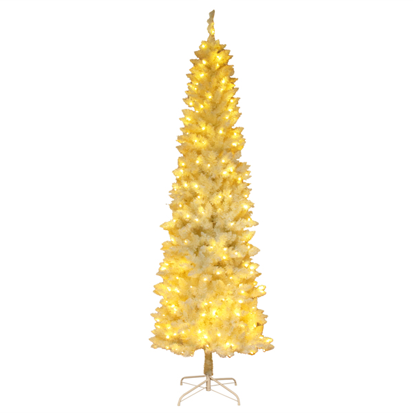白色 6.5ft 250灯 暖色8模式 719枝头 尖头铅笔造型 PVC材质 圣诞树 美规 N101 美国-3
