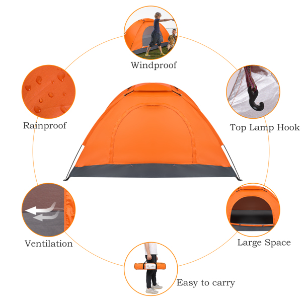 单人单层橙色帐篷-9
