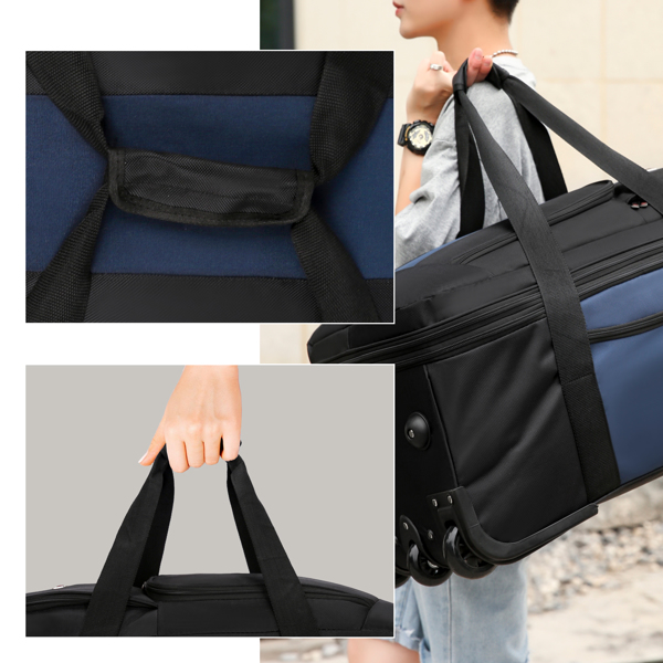 可拓展行李包商务包登机包防水舞者服装行李袋 配晾衣杆 蓝黑色-15
