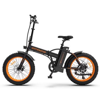 AOSTIRMOTOR橘色折叠电动自行车20in胖轮胎500W电机36V13Ah锂电池零售限价$899亚马逊禁售