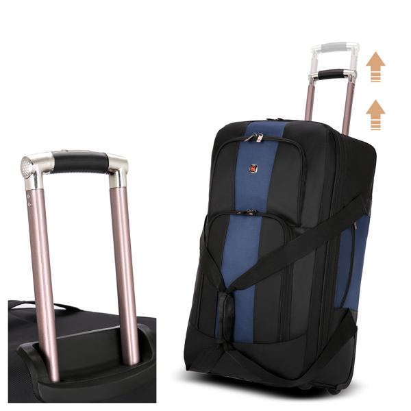 可拓展行李包商务包登机包防水舞者服装行李袋 配晾衣杆 蓝黑色-6