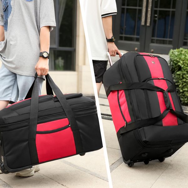 可拓展行李包商务包登机包红色-10