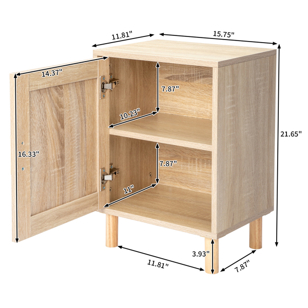  原木色 刨花板 编藤 40*30*55cm 单门 床头柜 2pcs-12