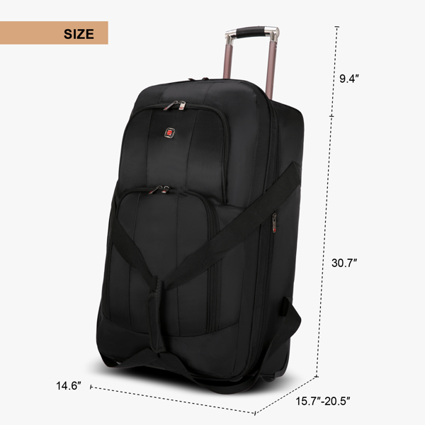 可拓展行李包商务包登机包防水舞者服装行李袋 配晾衣杆 黑色-7