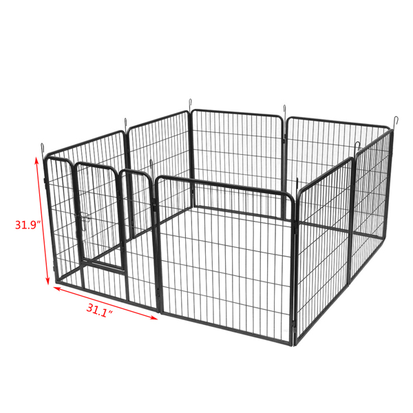  黑色 铁管 方管 31.5“ 游戏区8片 宠物围栏 可折叠 可开门-8
