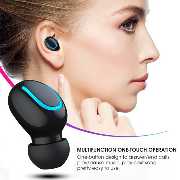  双耳无线蓝牙耳机5.0入耳式带数显运动(Color:黑色, Size:1500mah-5