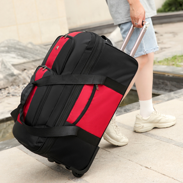可拓展行李包商务包登机包红色-1