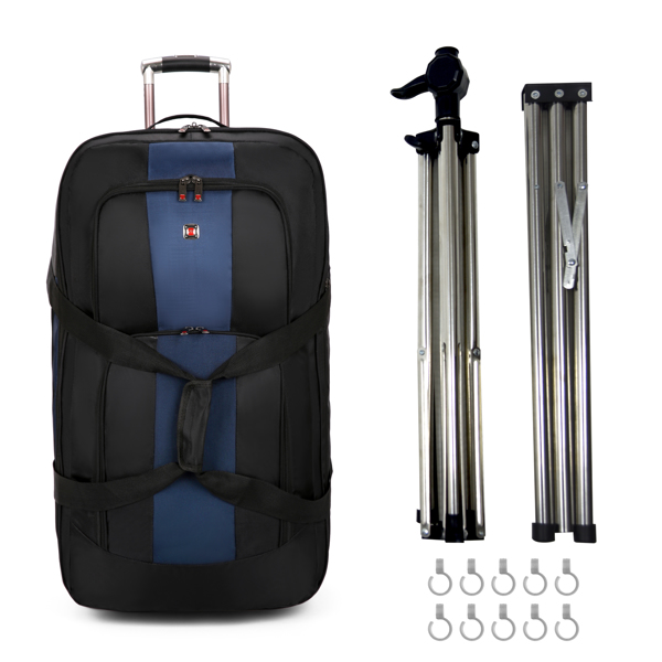 可拓展行李包商务包登机包防水舞者服装行李袋 配晾衣杆 蓝黑色-1